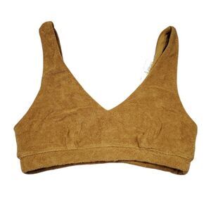 Aerie Offline Recharge Summer Lights Terry Sports Bra Size Small Brown Unlined